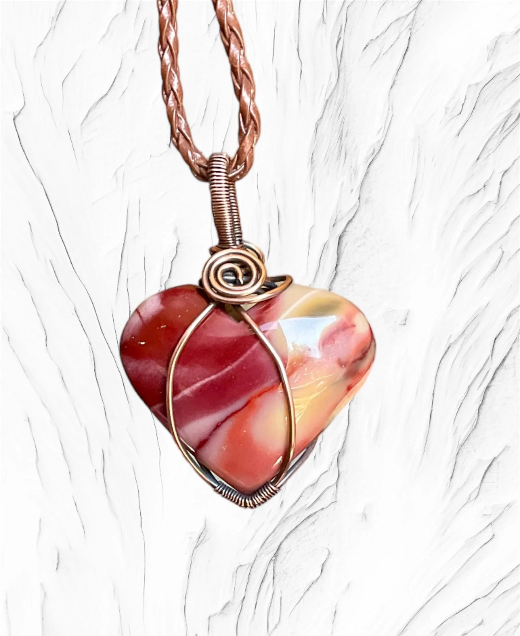 Mookaite Jasper Wire Wrapped Heart Pendant