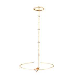 Moonstone Gold Adjustable Ring Bangle - Poppy