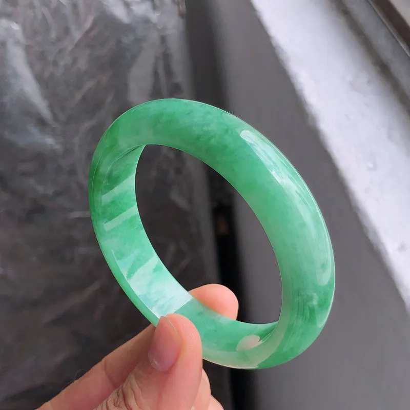 Natural Jade Bangle Jadeite Bangle Internal Diameter 55mm NBE078