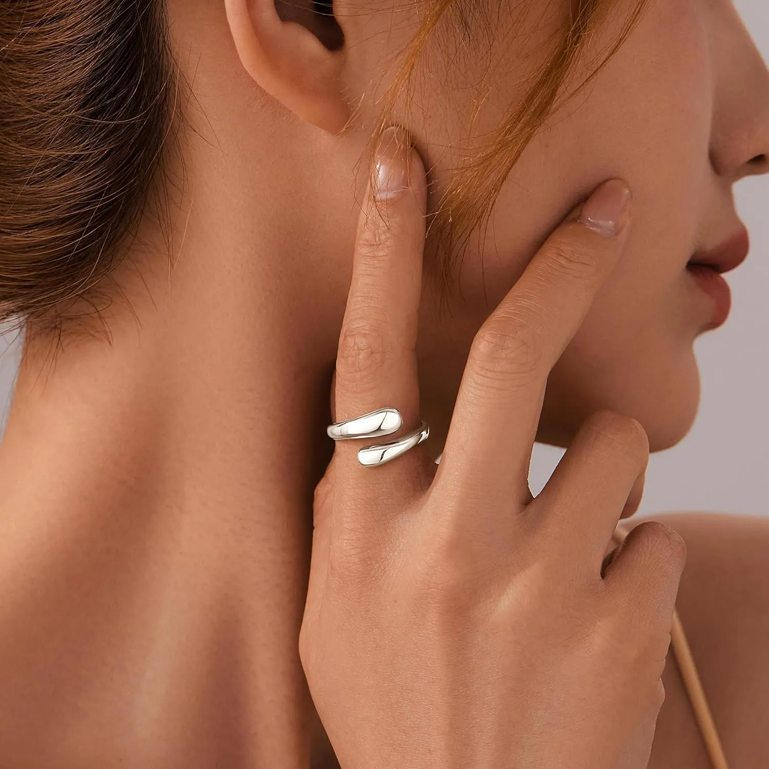 Non Tarnish Gold Chunky Rings for Women, 14K Gold Plated Statement Dome Rings, Stackable Mens Wedding Band Jewelry Size 5-15