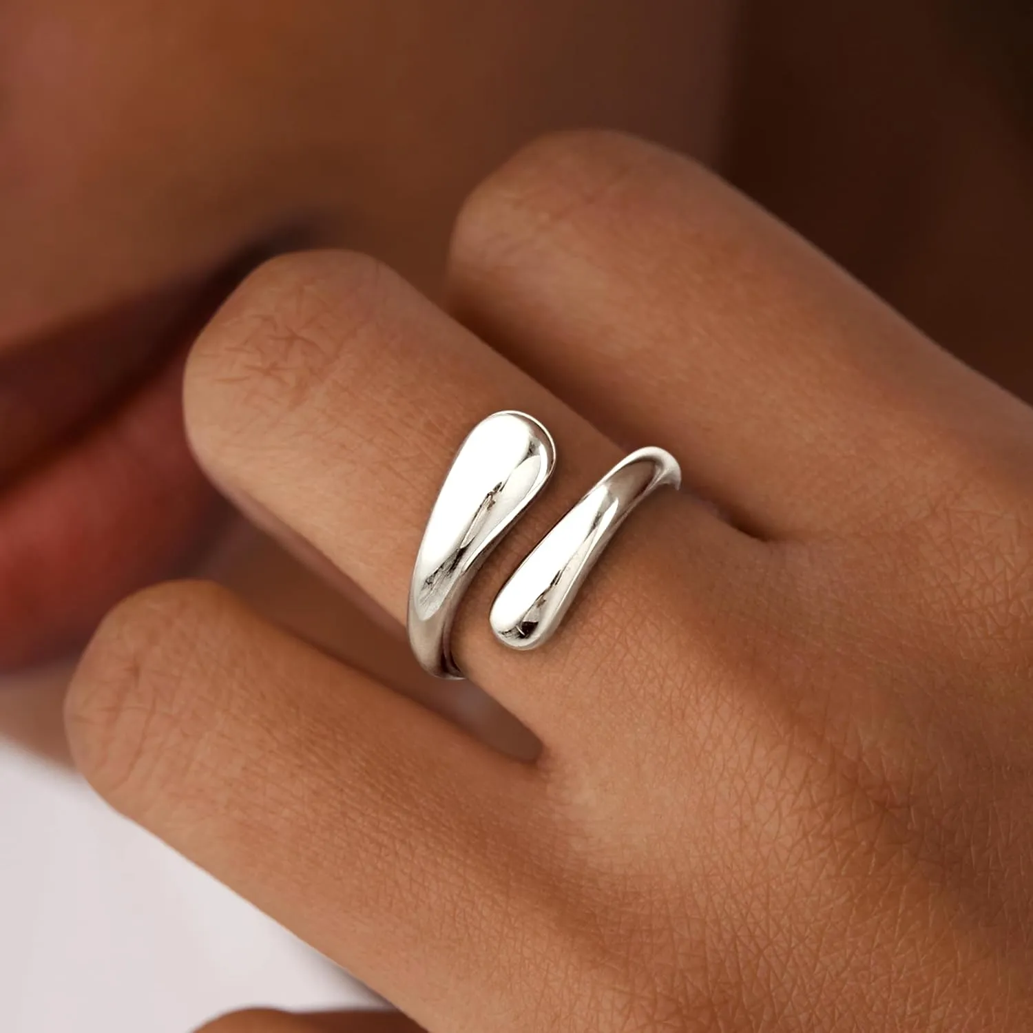 Non Tarnish Gold Chunky Rings for Women, 14K Gold Plated Statement Dome Rings, Stackable Mens Wedding Band Jewelry Size 5-15