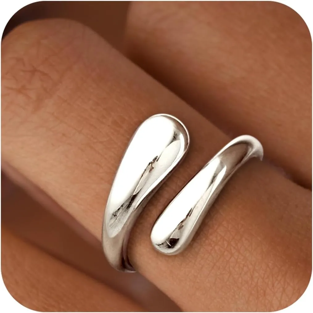 Non Tarnish Gold Chunky Rings for Women, 14K Gold Plated Statement Dome Rings, Stackable Mens Wedding Band Jewelry Size 5-15