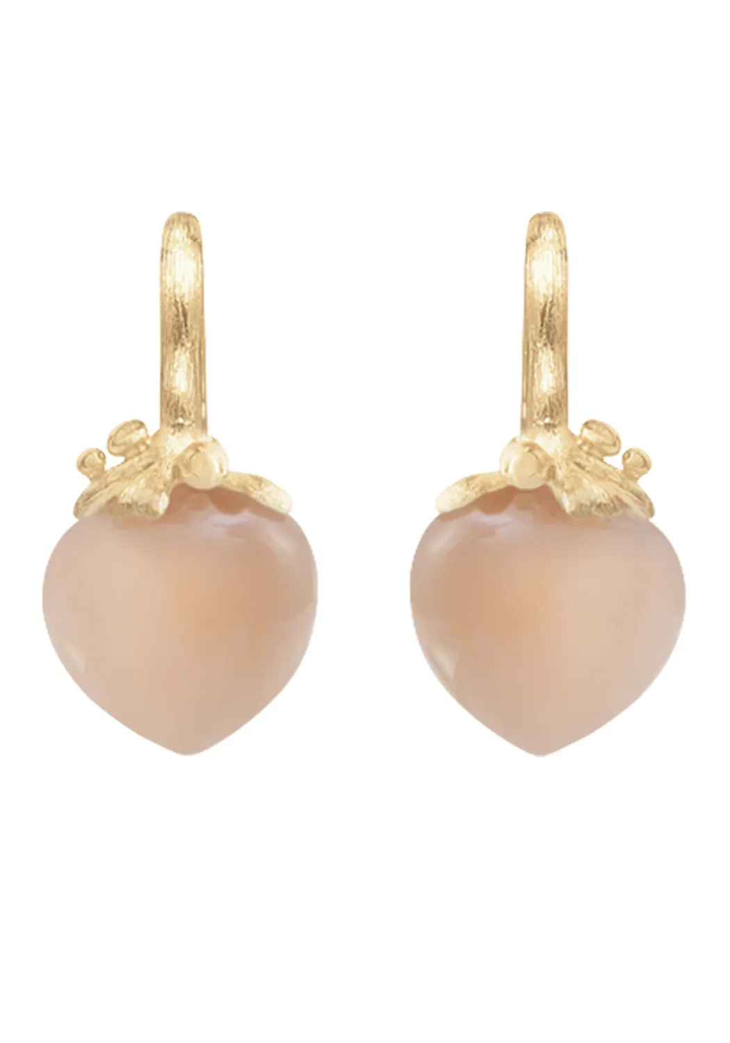 Ole Lynggaard Dew Drop Filigree 18KYG Blush Moonstone Earrings
