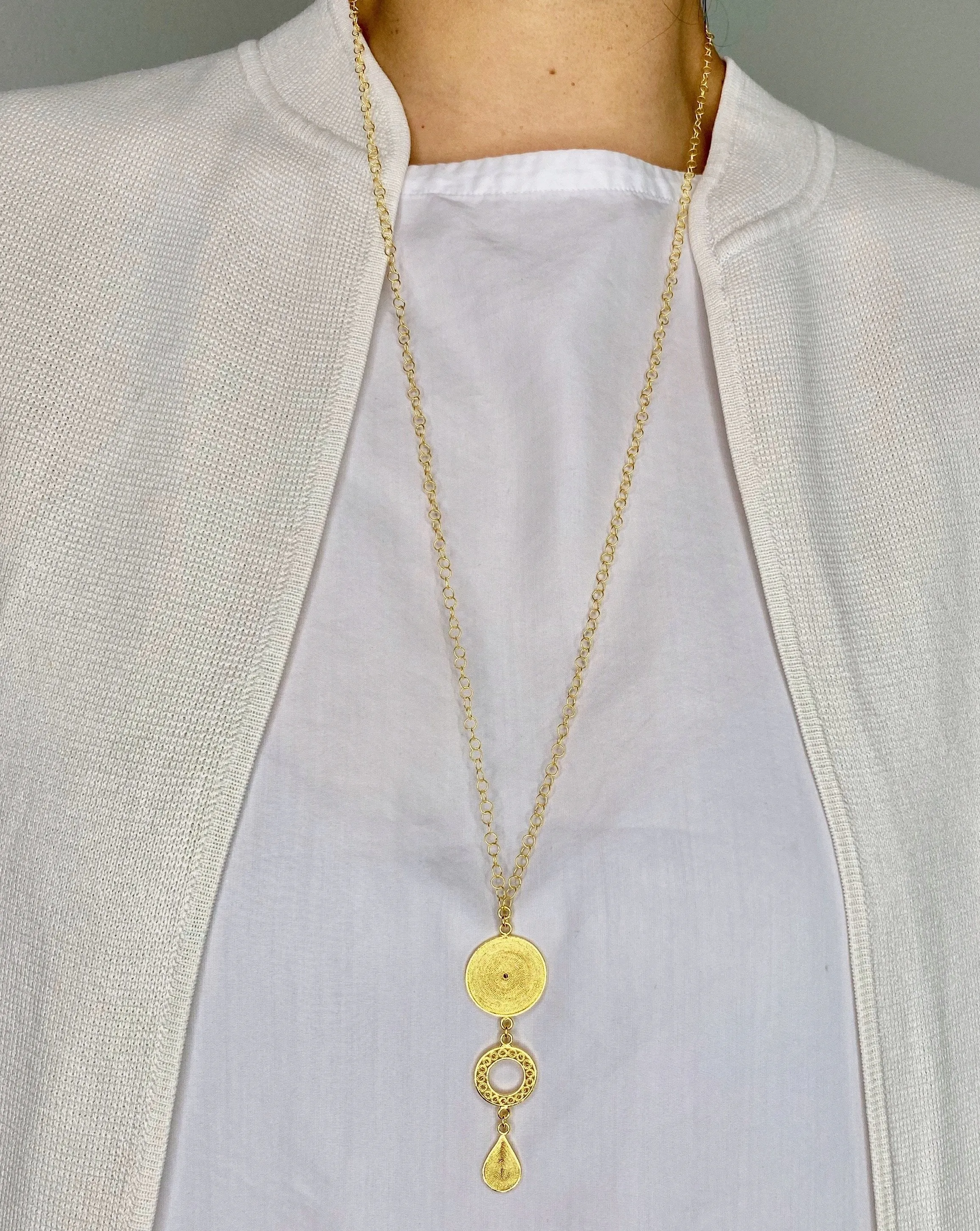 VIVIAN SILVER SMALL LONG NECKLACE FILIGREE